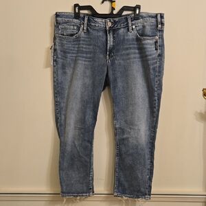 Silver Jeans Women's 32x25 Elyse Mid Rise Cropped Blue Denim